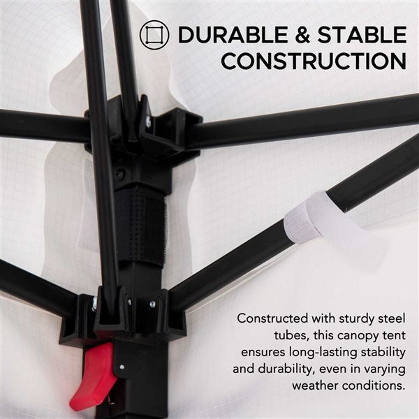 Sunjoy Cabana White and Navy 4 x 4-ft Fabric Pop-Up Canopy Tent Gazebo w/ Sidewalls