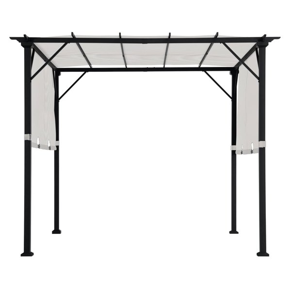 Sunjoy 9 x 9-ft Matte Black and White Steel Freestanding Pergola w ...