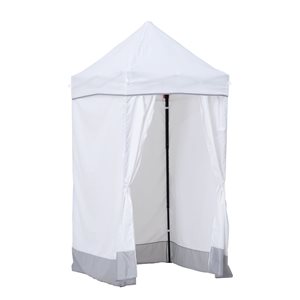 Tente abri-soleil escamotable Cabana Sunjoy 4 x 4 pi avec parois latérales en blanc et gris