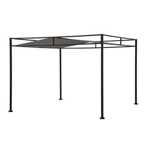 Sunjoy Darkeford 10 x 10-ft Black and Grey Metal Freestanding Pergola w/ Sling Fabric Canopy