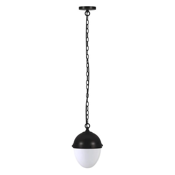 Hailey Home Aurelia 9-in Wide Pendant with Glass Shade in Blackened Bronze/White Milk