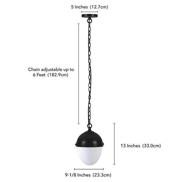 Hailey Home Aurelia 9-in Wide Pendant with Glass Shade in Blackened Bronze/White Milk