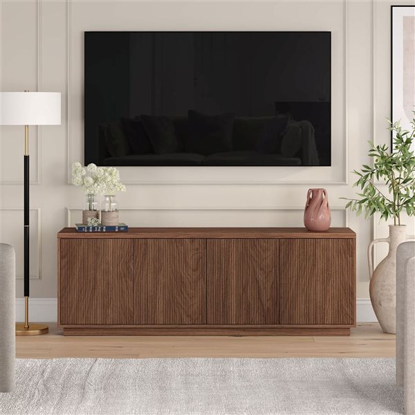 Hailey Home Hanson Rectangular TV Stand for TV's up to 75-in - Satin Walnut