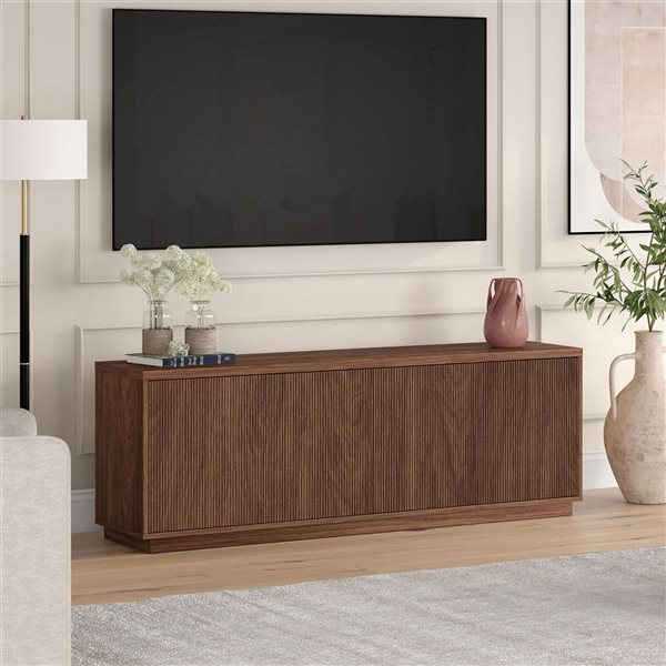 Hailey Home Hanson Rectangular TV Stand for TV's up to 75-in - Satin Walnut