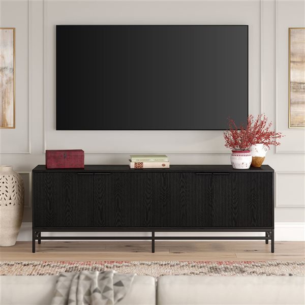 Hailey Home Montello Rectangular TV Stand for TV's up to 78-in - Black Grain