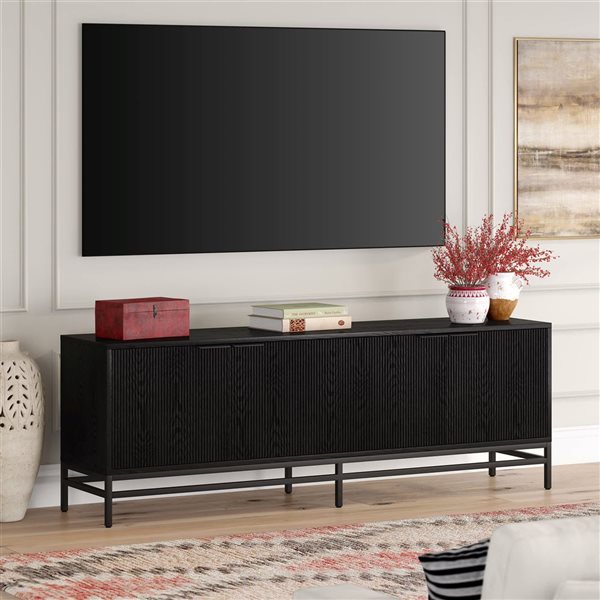 Hailey Home Montello Rectangular TV Stand for TV's up to 78-in - Black Grain