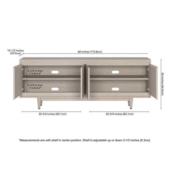 Hailey Home Aelin Rectangular TV Stand for TV's up to 75-in - Alder White