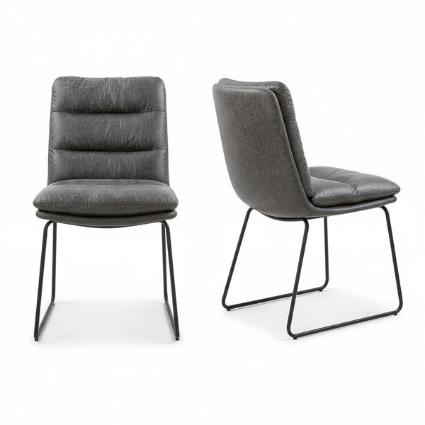 Homy Casa Set of 2 Grey Faux Leather 35-in H Thick Padded Dining Side Chairs