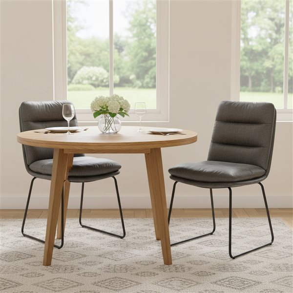 Homy Casa Set of 2 Grey Faux Leather 35-in H Thick Padded Dining Side Chairs