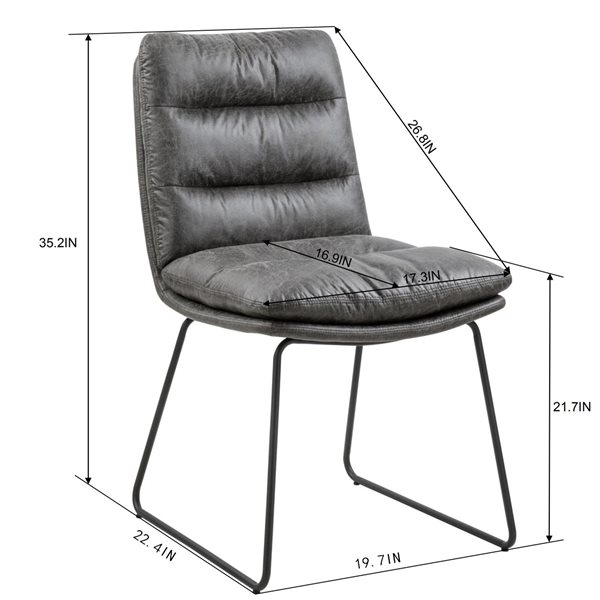 Homy Casa Set of 2 Grey Faux Leather 35-in H Thick Padded Dining Side Chairs