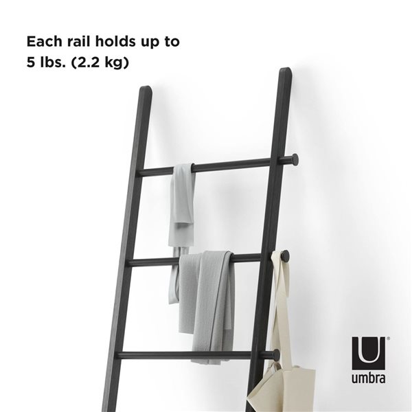 Umbra Leana Wood Ladder Clothes/Towels Rack - Black