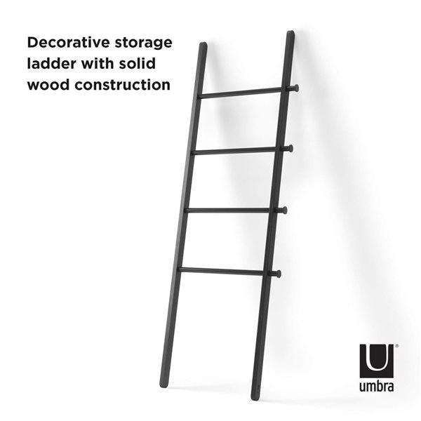 Umbra Leana Wood Ladder Clothes/Towels Rack - Black