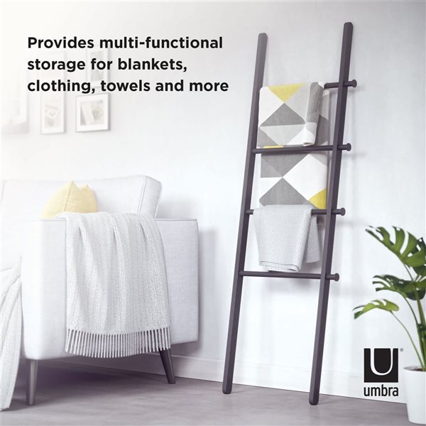 Umbra Leana Wood Ladder Clothes/Towels Rack - Black