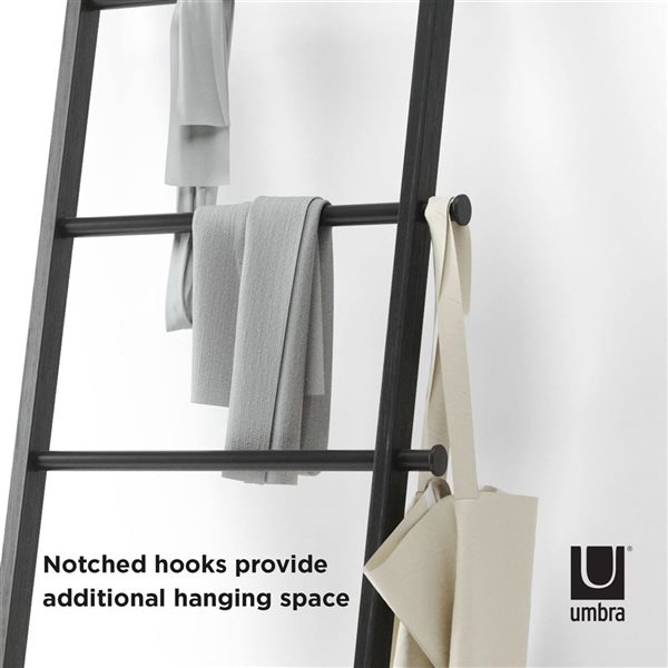 Umbra Leana Wood Ladder Clothes/Towels Rack - Black