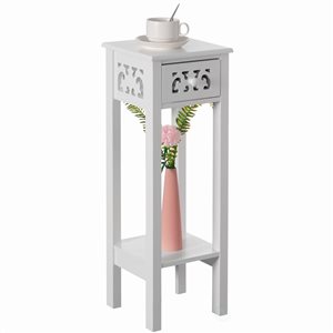 Basicwise 9 W x 9.75 D x 28.75-in H White Wood Bedside Table w/ Drawer