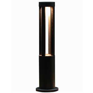 Quickway Imports 24-in H Black Outdoor Round Hardwired LED Bollard Path Light - 1/Pk