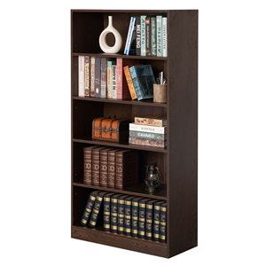 Basicwise 30 W x 13 D x 60-in H Brown Wood Freestanding 5-Shelf Classic Bookshelf