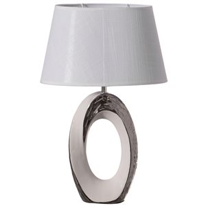 Quickway Imports 19-in H Silver/White Ceramic Decorative Table Lamp w/ White Cotton Shade