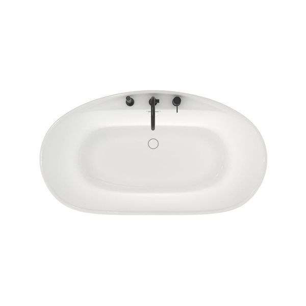 MAAX Emica 58 L x 32-in W White Acrylic Oval Back Centre Freestanding Tub Kit w/ Keros Deck Mount Tub Matte in Black