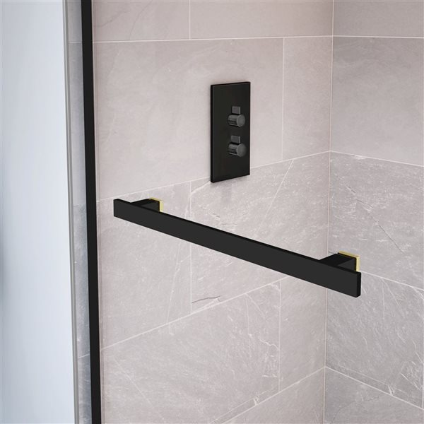 MAAX Duel 44 to 48 W x 70.5-in H Frameless Bypass Sliding Shower Door w/ Clear glass in Matte Black and Brushed Gold