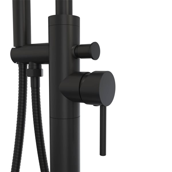 MAAX Linosa Matte Black 1-Handle Freestanding High-Arc Tub Faucet w/ Handshower