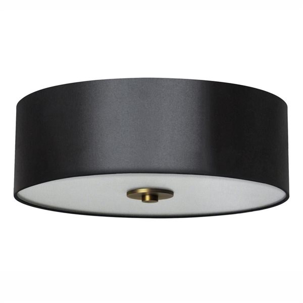 Whitfield Lighting Modena Drum Shade Flush Mount 16-in with 3 Lights - Black and Gold