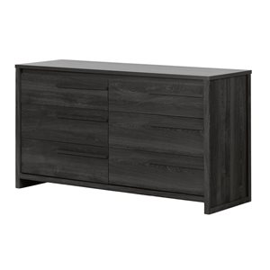 Commode double contemporaine à 6 tiroirs Lensky par South Shore 58,5 po l. en composite chêne gris