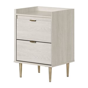 Table d'appoint moderne Hype par South Shore 19,25 l. x 16,25 p. x 28,5 po h. en composite chêne d'hiver/métal laiton
