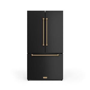 Thor Kitchen Gordon Ramsay  36-in 20.3-ft³ French Door Counter Depth Refrigerator with Ice Maker - Black/Bronze