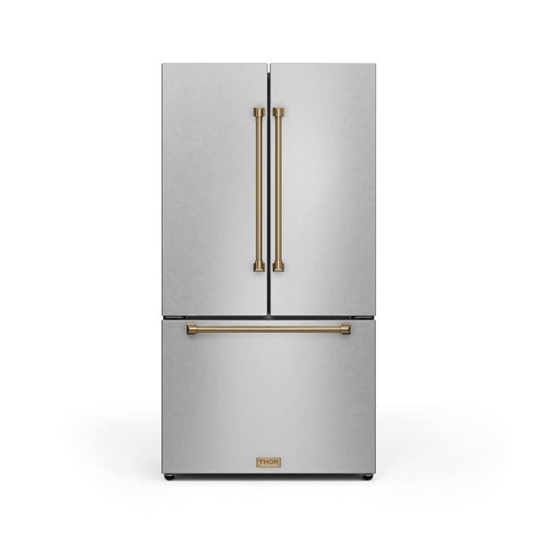 Thor Kitchen Gordon Ramsay  36-in French Door Refrigerator with Ice Maker - Stainless Steel/Bronze