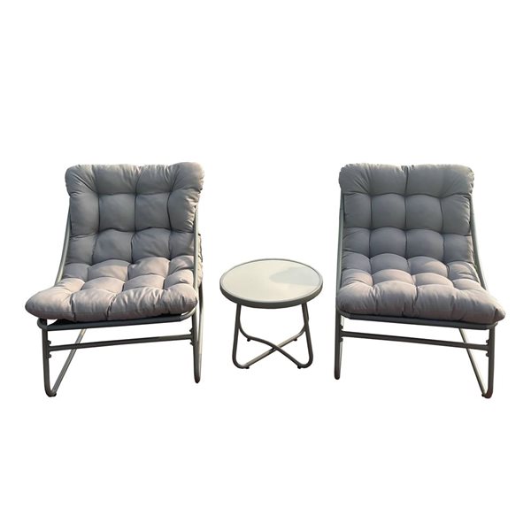 Deko Living Steel Outdoor Modular Bistro Set w/ Beige Polyester Cushions