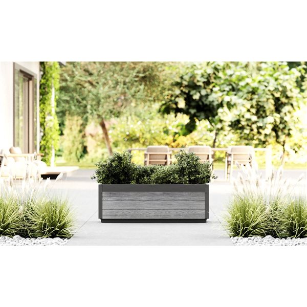 Vita Delta 45-in L x 17-in W x 15-in H Modern Vinyl Planter - Grey