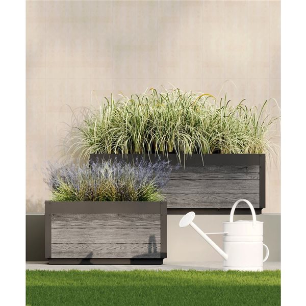 Vita Delta 45-in L x 17-in W x 15-in H Modern Vinyl Planter - Grey