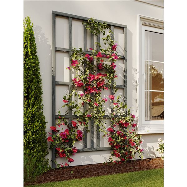 Vita Urbana 39 x 77-in Modern Vinyl Trellis - Slate Grey