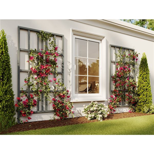 Vita Urbana 39 x 77-in Modern Vinyl Trellis - Slate Grey