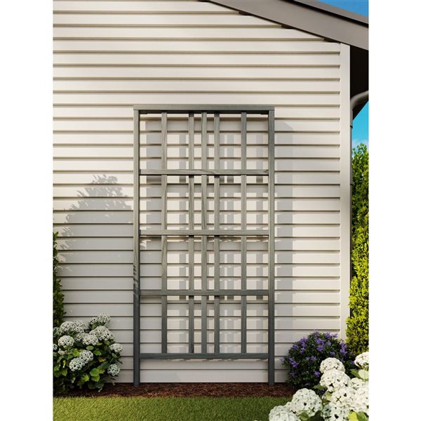 Vita Urbana 39 x 77-in Modern Vinyl Trellis - Slate Grey