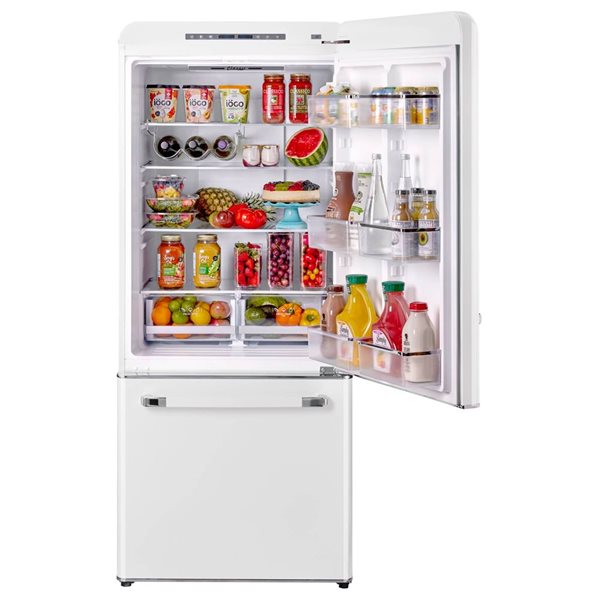 Classic Retro 30-in 17.7 ft³ Bottom Freezer Counter Depth Refrigerator with Built-In Ice Maker - White