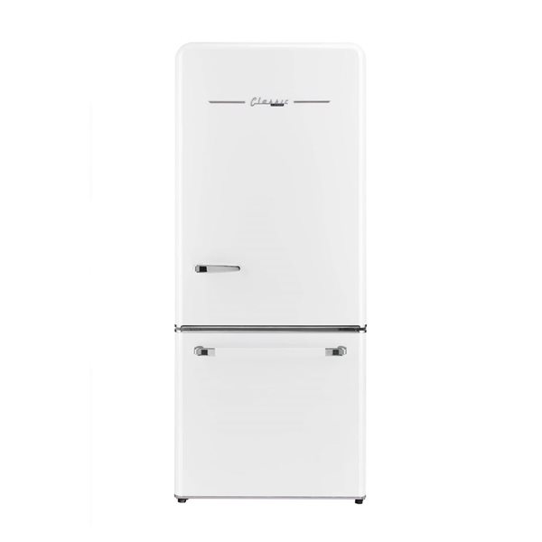 Classic Retro 30-in 17.7 ft³ Bottom Freezer Counter Depth Refrigerator with Built-In Ice Maker - White