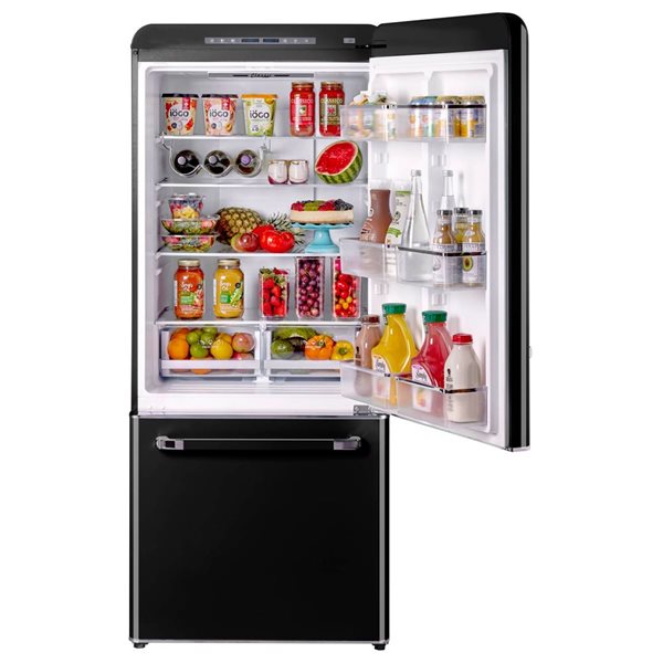Classic Retro 30-in 17.7 ft³ Frost-Free Bottom Freezer Counter Depth Refrigerator with Built-In Ice Maker - Black