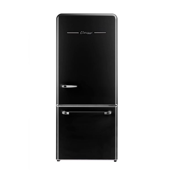 Classic Retro 30-in 17.7 ft³ Frost-Free Bottom Freezer Counter Depth Refrigerator with Built-In Ice Maker - Black