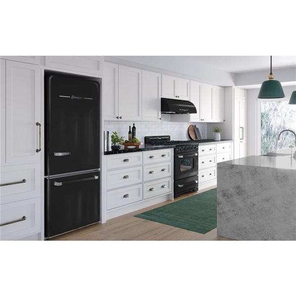 Classic Retro 30-in 17.7 ft³ Frost-Free Bottom Freezer Counter Depth Refrigerator with Built-In Ice Maker - Black