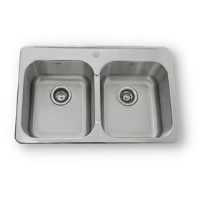 ONEX 31.25 x 20.5-in Stainless Steel Double Bowl Drop-In Kitchen Sink
