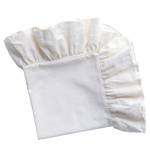 Deerlux White Pure Linen 52 x 70-in Rectangular Washable Tablecloth w/ Ruffle Trim for Round 60-in Table