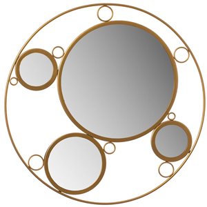 Uniquewise 20-in Gold Round Decorative Framed Wall Mirror w/ 4 Glass Mirror Balls