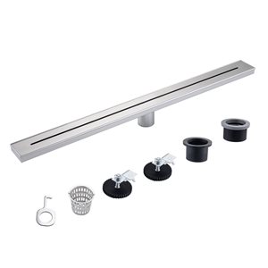 RAINLEX 32-in W Linear Stainless Steel Shower Drain - Brushed Nickel