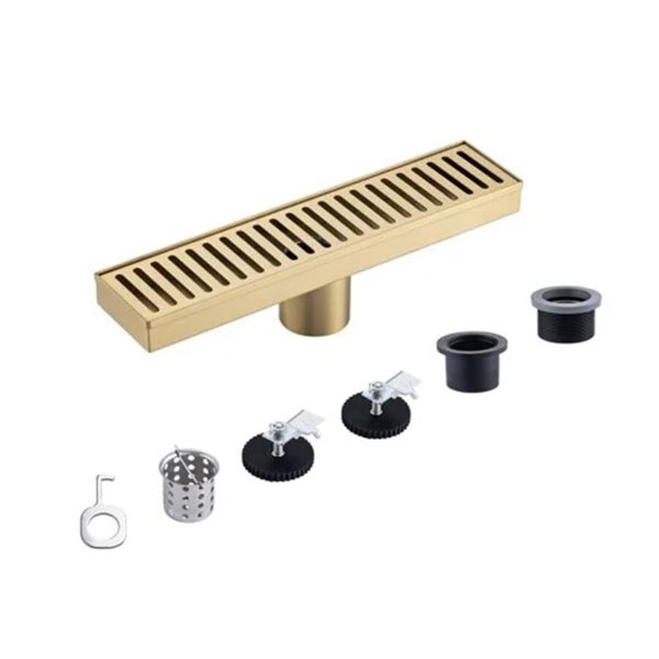 RAINLEX 12-in W Linear Stainless Steel Shower Drain - Brushed Gold