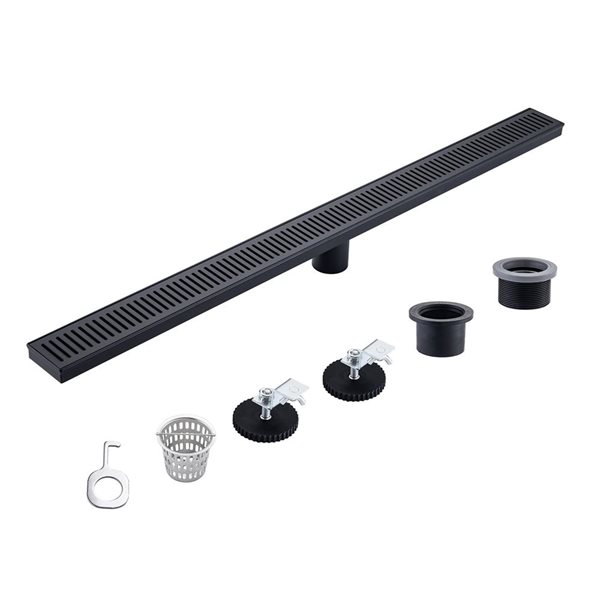 RAINLEX 36-in W Linear Stainless Steel Kitchen Sink Drain - Matte Black