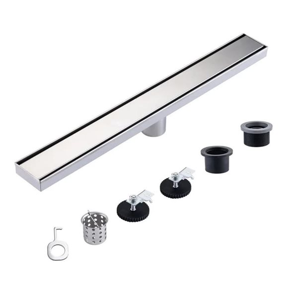 RAINLEX 24-in Linear Stainless Steel Shower Drain - Brushed Nickel