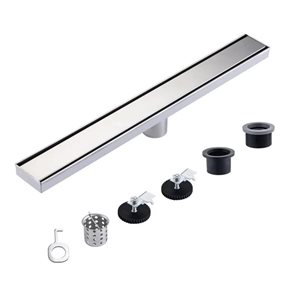 RAINLEX 24-in Linear Stainless Steel Shower Drain - Brushed Nickel