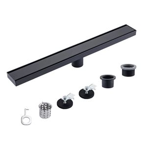 RAINLEX 24-in Linear Stainless Steel Shower Drain - Matte Black
